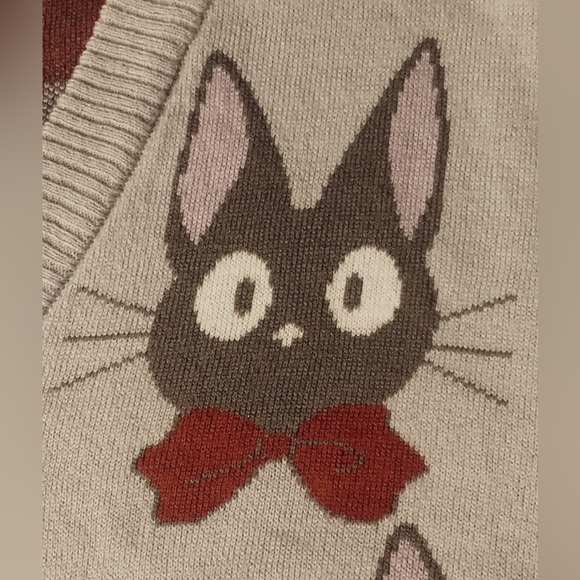 SOLD Studio Ghibli 🅝🅦🅞🅣 Kiki's Delivery Service-Jiji with Bow Cardigan Sweater L - Picture 6 of 8